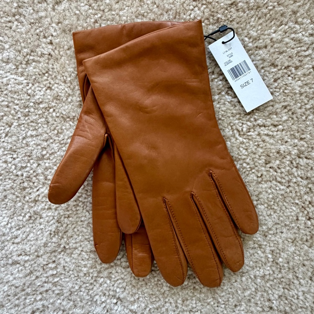 • brown leather gloves • - Picture 2 of 3
